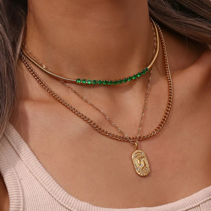 18K Gold-Plated Oval Zodiac Pendant Necklace Style A / onesize Apparel and Accessories