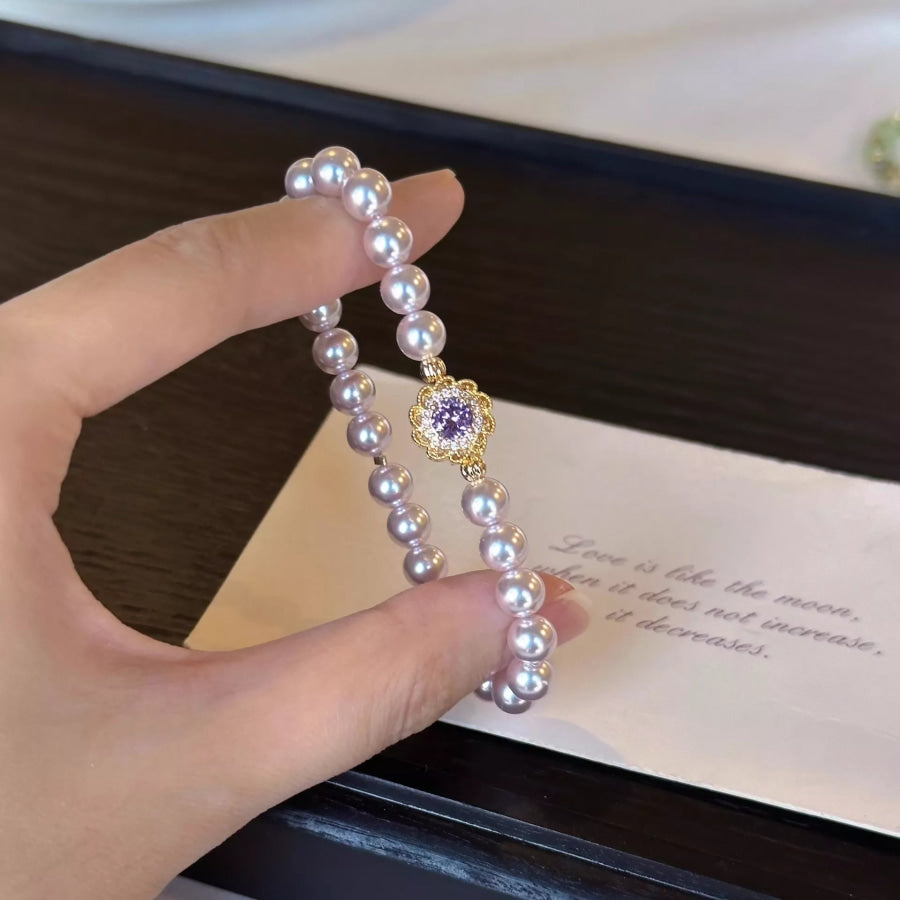 18K Gold-Plated Pearl Bracelet Gold / One Size Apparel and Accessories