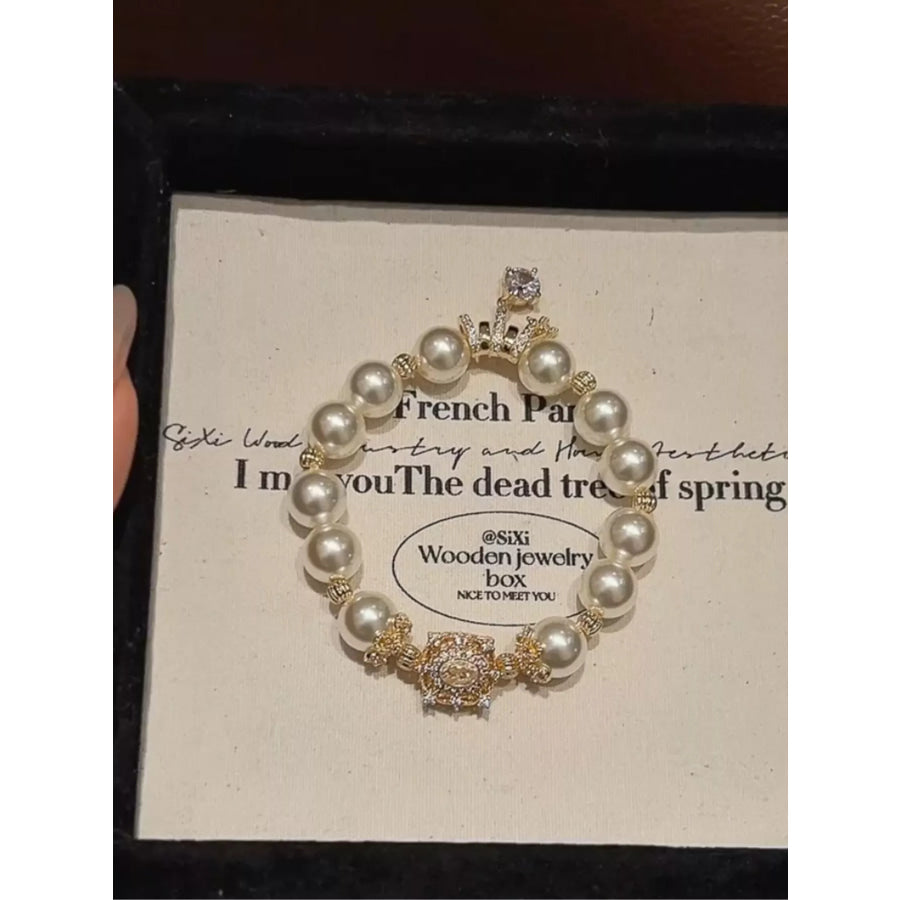 18K Gold-Plated Pearl Bracelet Gold / One Size Apparel and Accessories