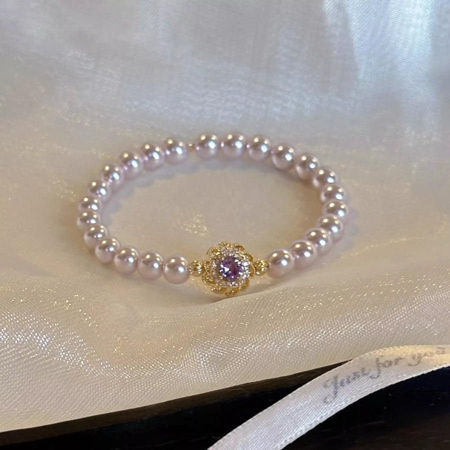 18K Gold-Plated Pearl Bracelet Gold / One Size Apparel and Accessories