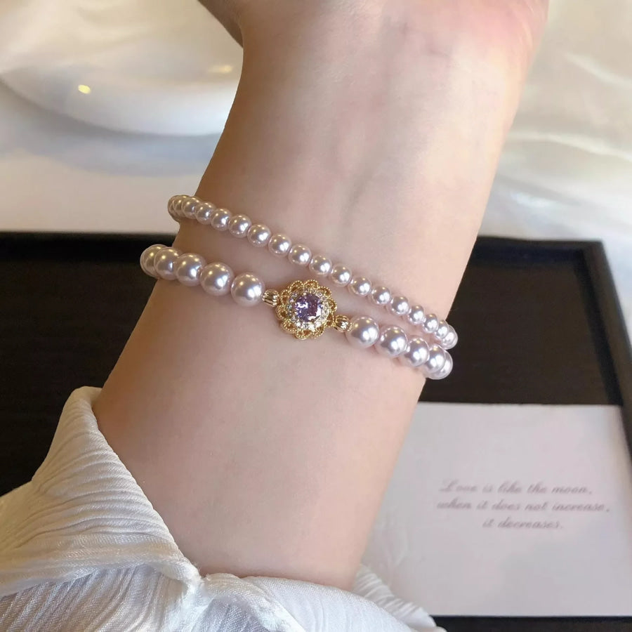 18K Gold-Plated Pearl Bracelet Gold / One Size Apparel and Accessories