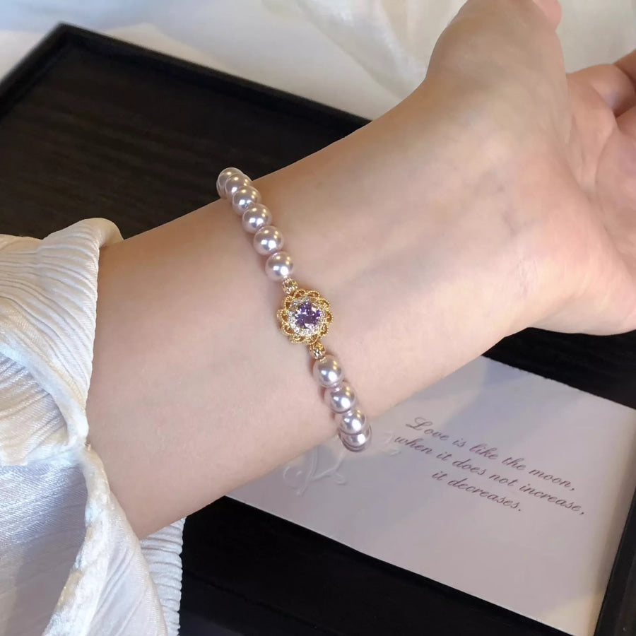 18K Gold-Plated Pearl Bracelet Gold / One Size Apparel and Accessories