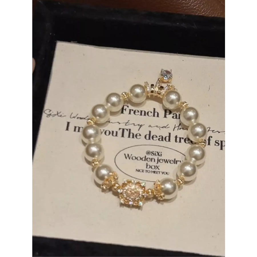 18K Gold-Plated Pearl Bracelet Gold / One Size Apparel and Accessories