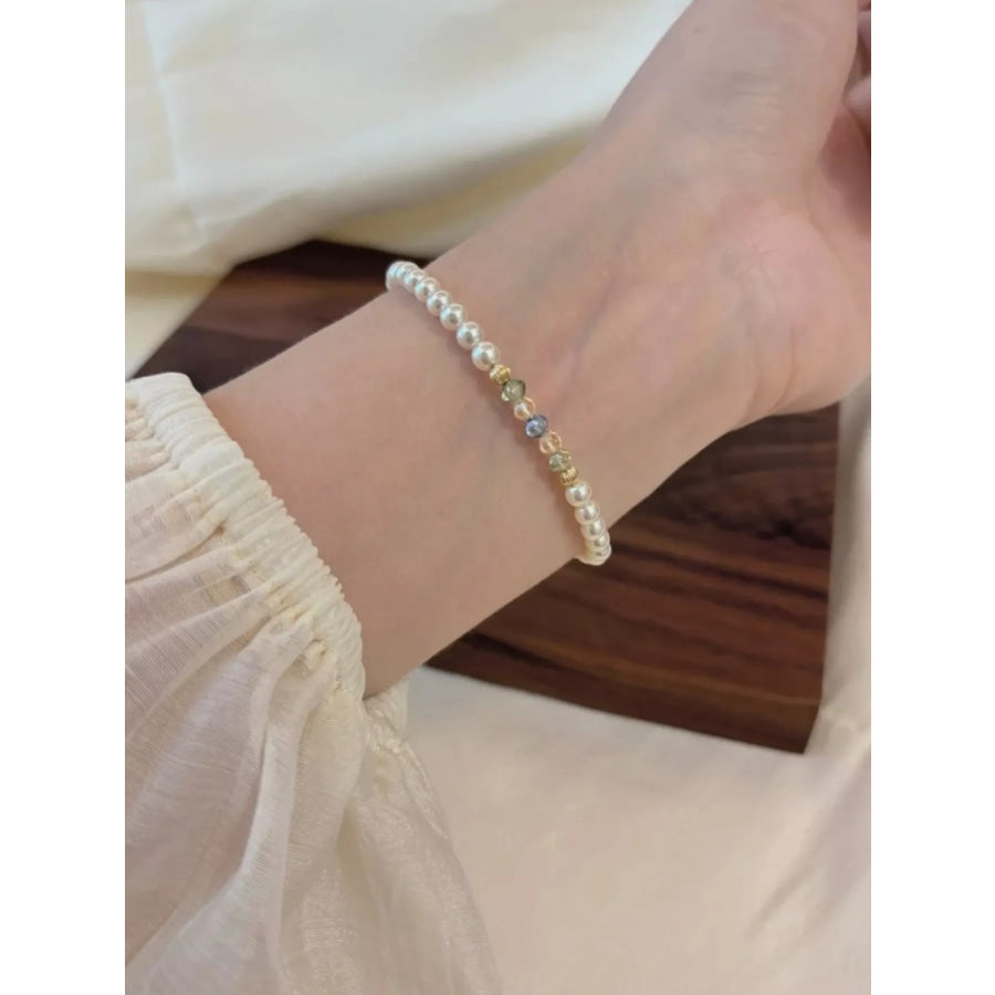 18K Gold-Plated Pearl Bracelet White / One Size Apparel and Accessories