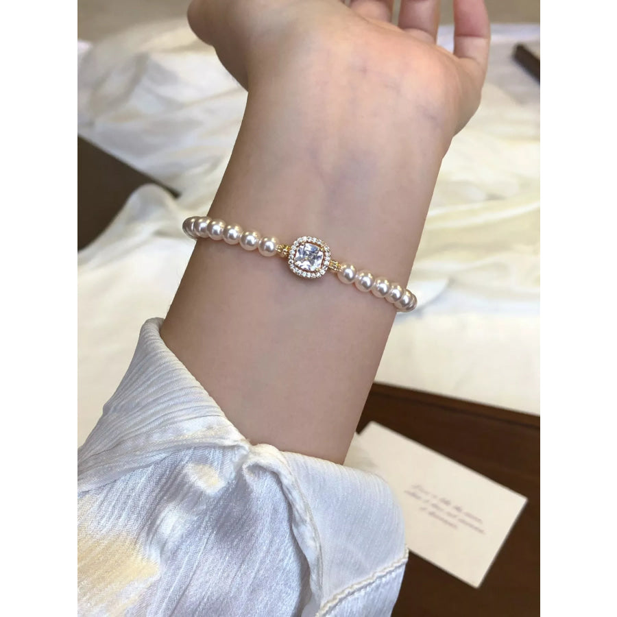 18K Gold-Plated Pearl Bracelet White / One Size Apparel and Accessories