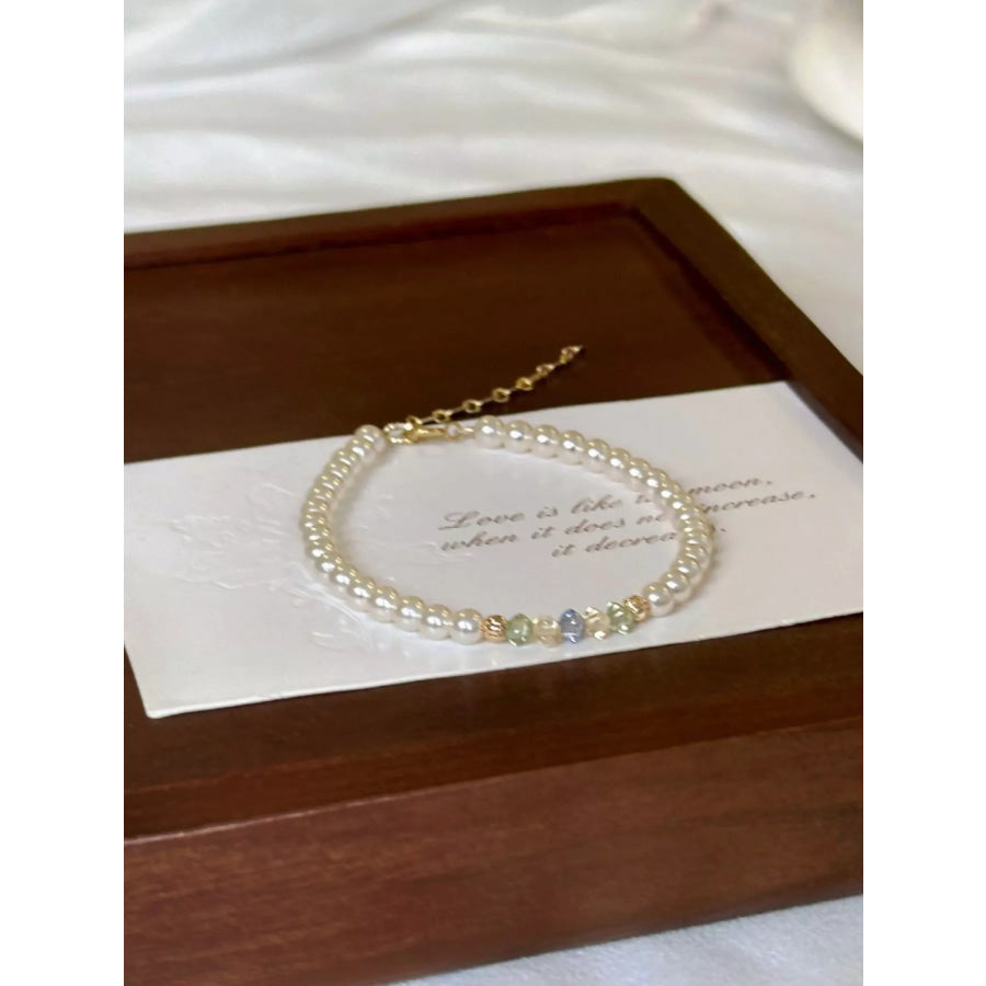 18K Gold-Plated Pearl Bracelet White / One Size Apparel and Accessories