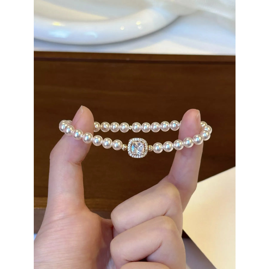 18K Gold-Plated Pearl Bracelet White / One Size Apparel and Accessories