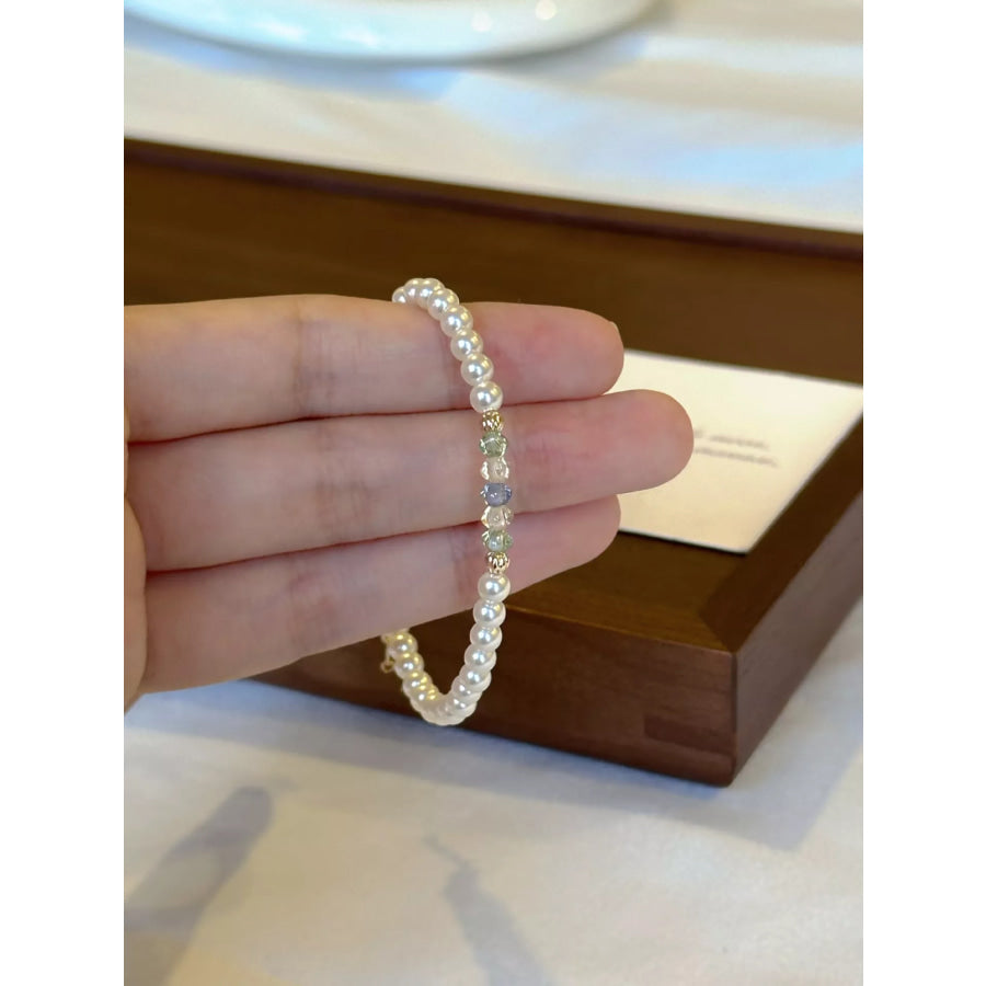 18K Gold-Plated Pearl Bracelet White / One Size Apparel and Accessories