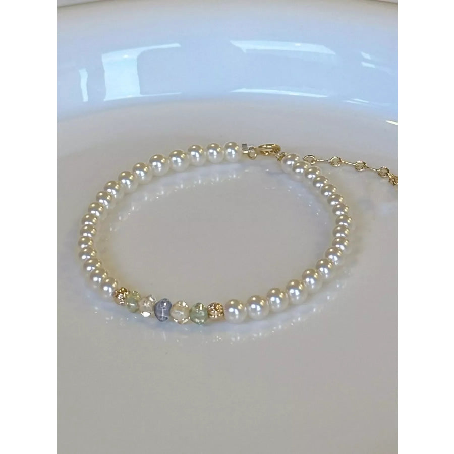 18K Gold-Plated Pearl Bracelet White / One Size Apparel and Accessories