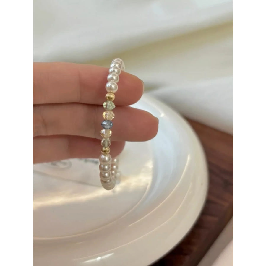 18K Gold-Plated Pearl Bracelet White / One Size Apparel and Accessories