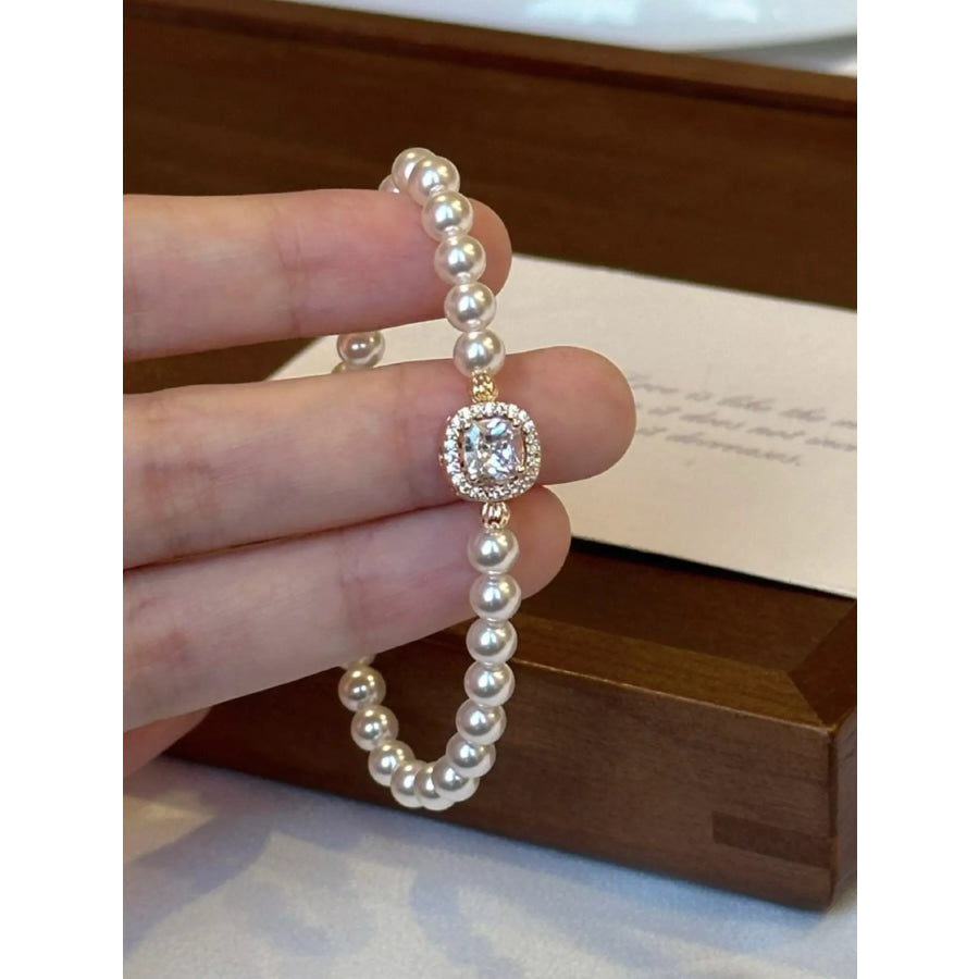 18K Gold-Plated Pearl Bracelet White / One Size Apparel and Accessories