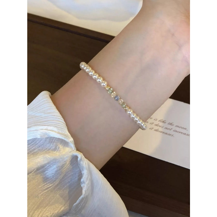 18K Gold-Plated Pearl Bracelet White / One Size Apparel and Accessories