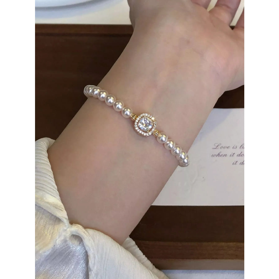 18K Gold-Plated Pearl Bracelet White / One Size Apparel and Accessories