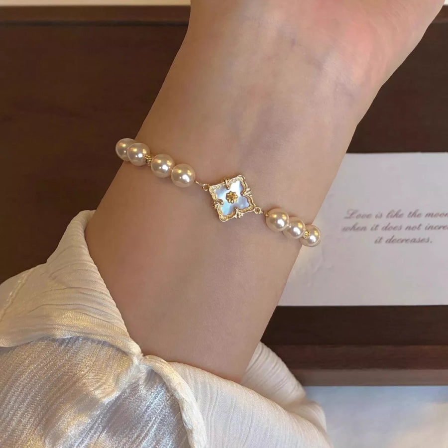 18K Gold-Plated Pearl Bracelet White / One Size Apparel and Accessories