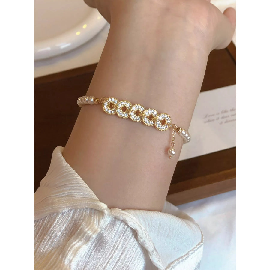 18K Gold-Plated Pearl Coin Bracelet Gold / One Size Apparel and Accessories