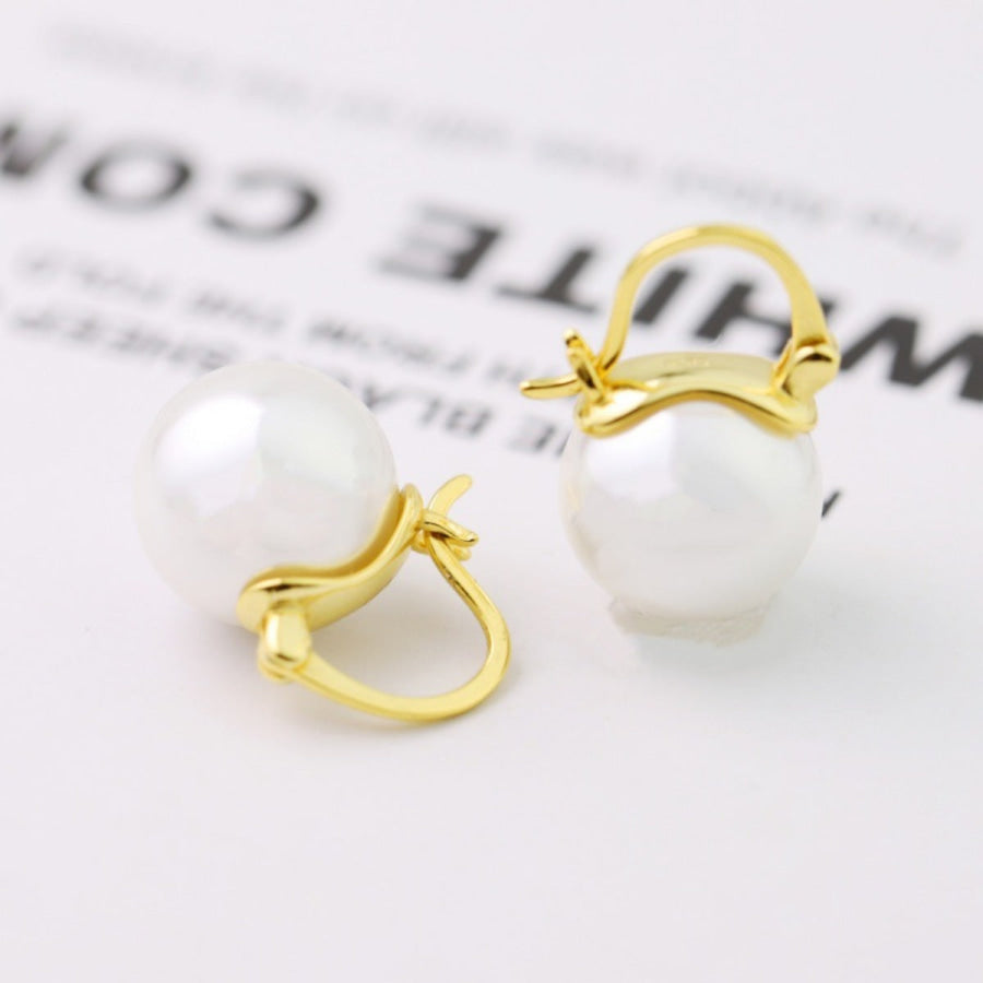 18K Gold-Plated Pearl Earrings Apparel and Accessories