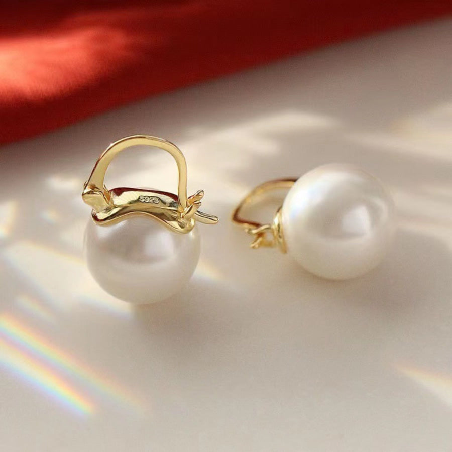 18K Gold-Plated Pearl Earrings Gold / One Size Apparel and Accessories