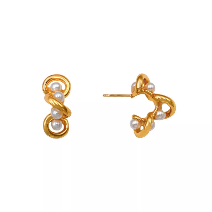 18K Gold-Plated Pearl Earrings Gold / One Size Apparel and Accessories