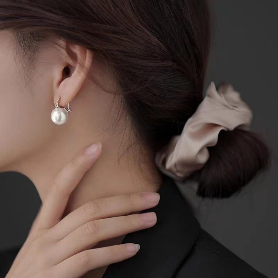 18K Gold-Plated Pearl Earrings Silver / One Size Apparel and Accessories