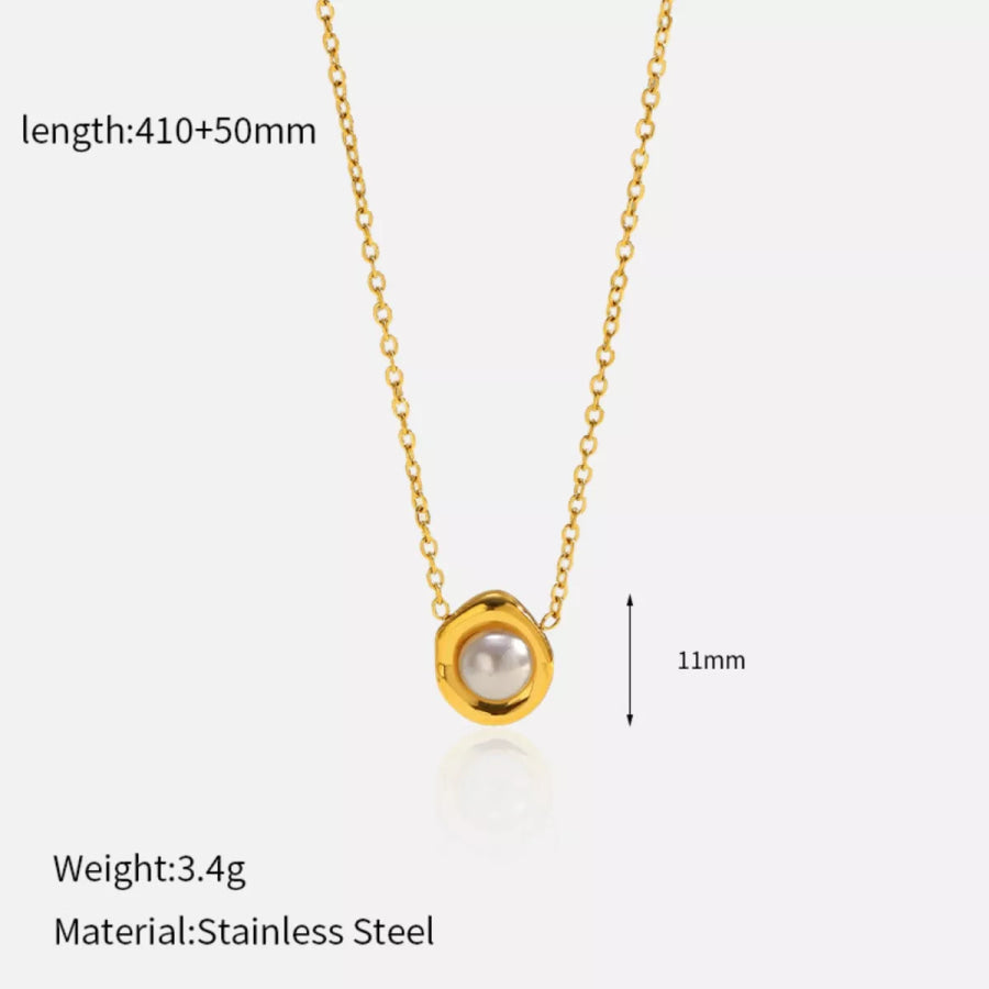 18K Gold-Plated Pearl Necklace Gold / One Size Apparel and Accessories