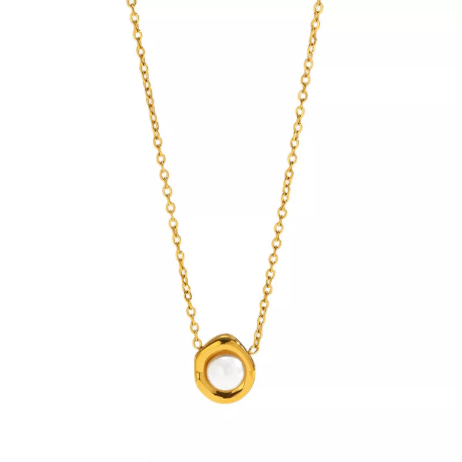 18K Gold-Plated Pearl Necklace Gold / One Size Apparel and Accessories
