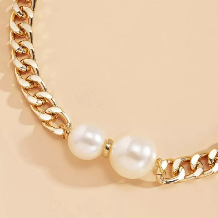 18K Gold-Plated Pearl Necklace Gold / ONESIZE Apparel and Accessories