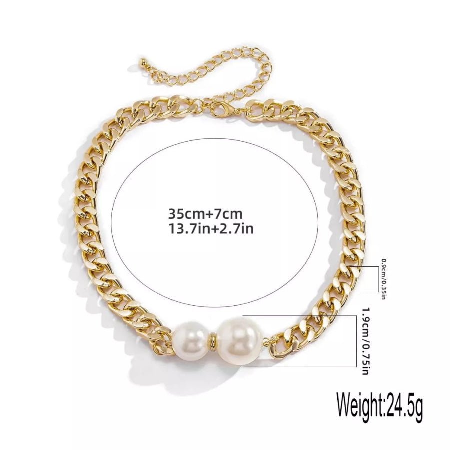 18K Gold-Plated Pearl Necklace Gold / ONESIZE Apparel and Accessories