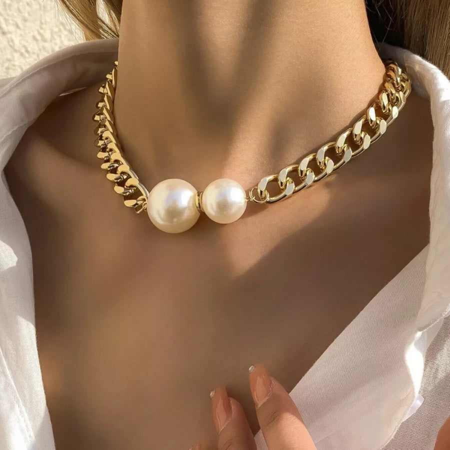 18K Gold-Plated Pearl Necklace Gold / ONESIZE Apparel and Accessories