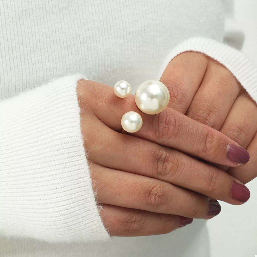 18K Gold-Plated Pearl Open Ring Gold / One Size Apparel and Accessories
