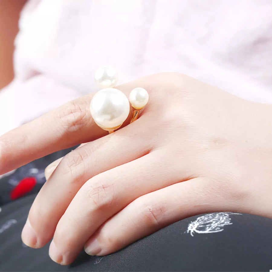 18K Gold-Plated Pearl Open Ring Gold / One Size Apparel and Accessories