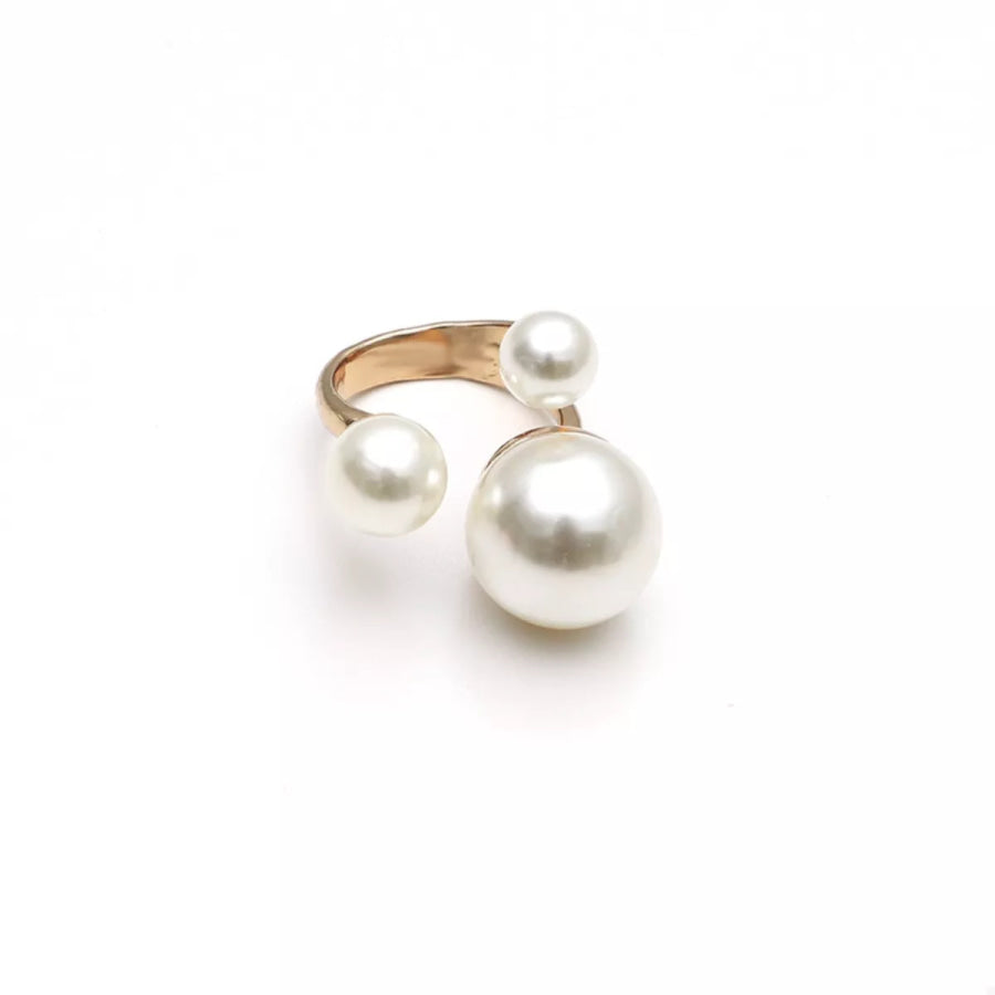 18K Gold-Plated Pearl Open Ring Gold / One Size Apparel and Accessories