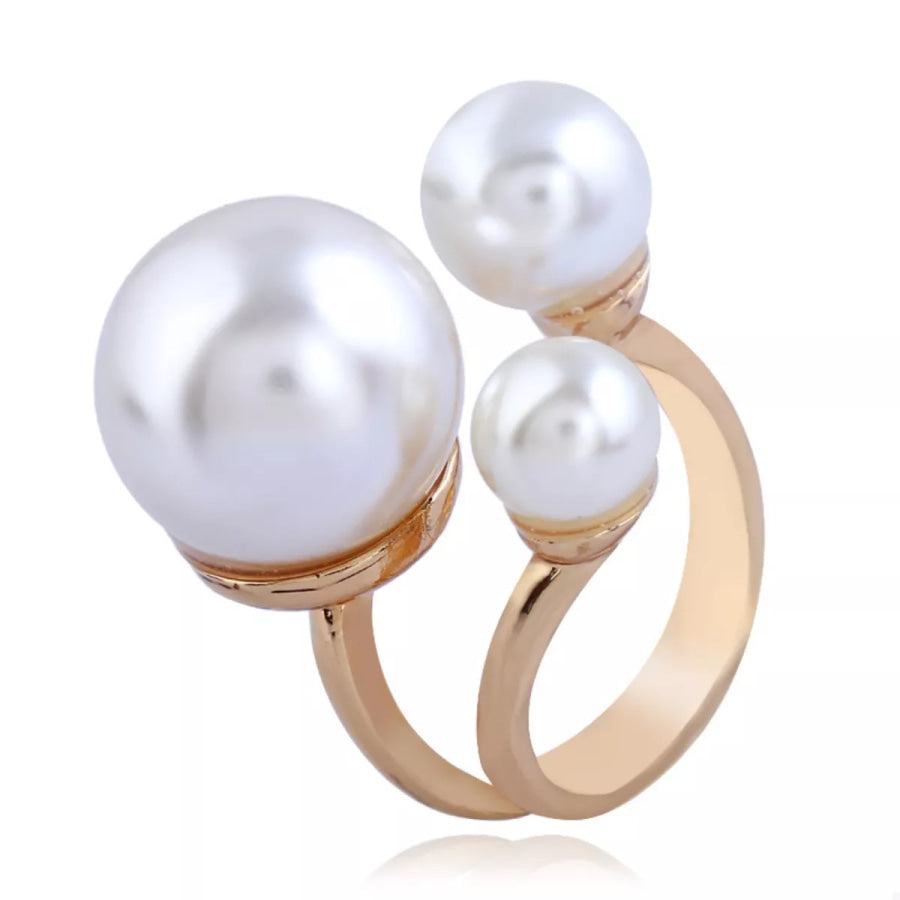 18K Gold-Plated Pearl Open Ring Gold / One Size Apparel and Accessories