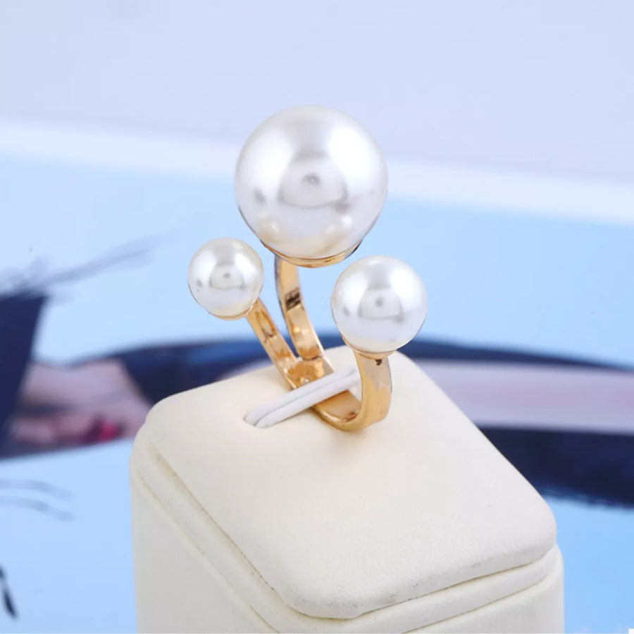 18K Gold-Plated Pearl Open Ring Gold / One Size Apparel and Accessories