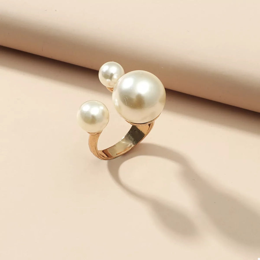 18K Gold-Plated Pearl Open Ring Gold / One Size Apparel and Accessories