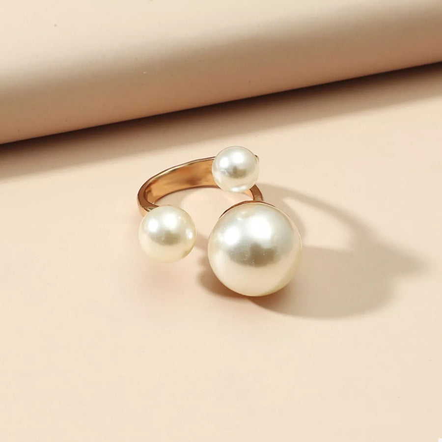 18K Gold-Plated Pearl Open Ring Gold / One Size Apparel and Accessories