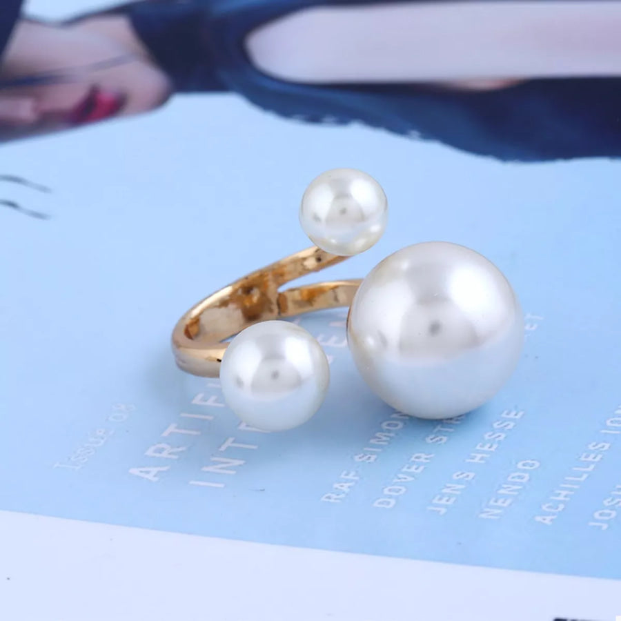 18K Gold-Plated Pearl Open Ring Gold / One Size Apparel and Accessories