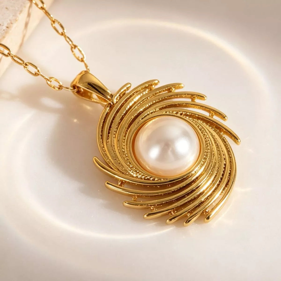 18K Gold-Plated Pearl Pendant Necklace Style D / onesize Apparel and Accessories