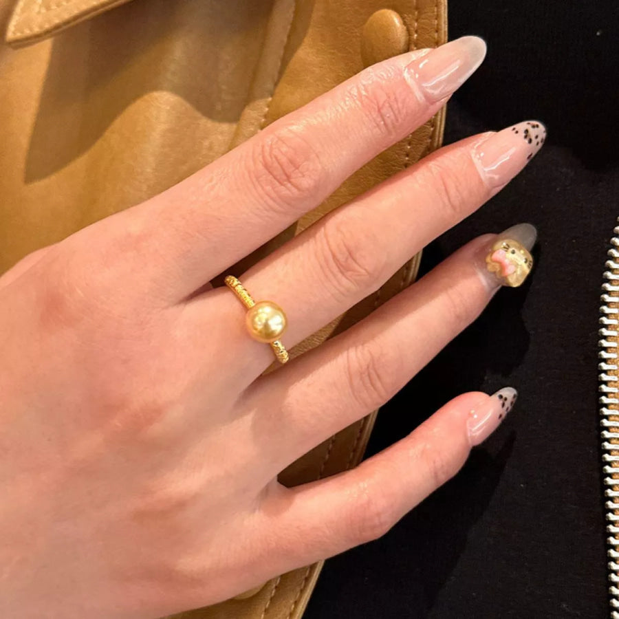 18K Gold-Plated Pearl Ring Gold / One Size Apparel and Accessories