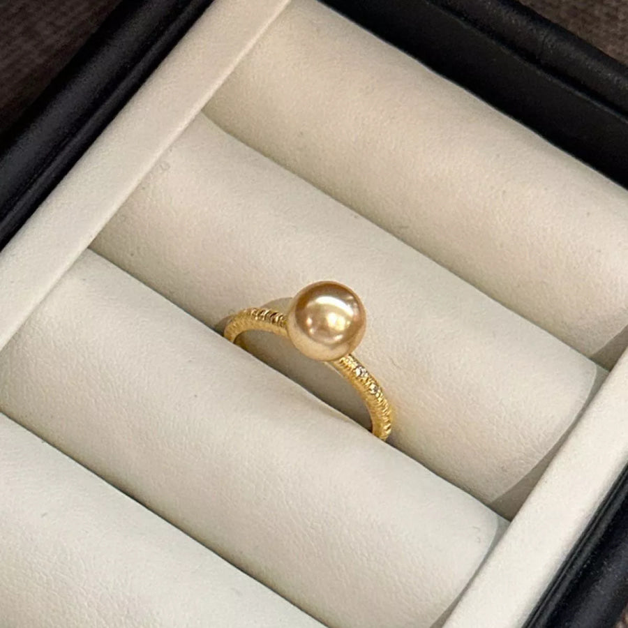 18K Gold-Plated Pearl Ring Gold / One Size Apparel and Accessories