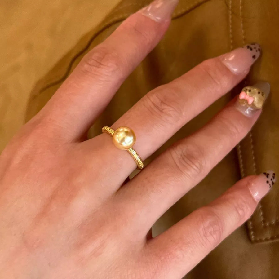 18K Gold-Plated Pearl Ring Gold / One Size Apparel and Accessories