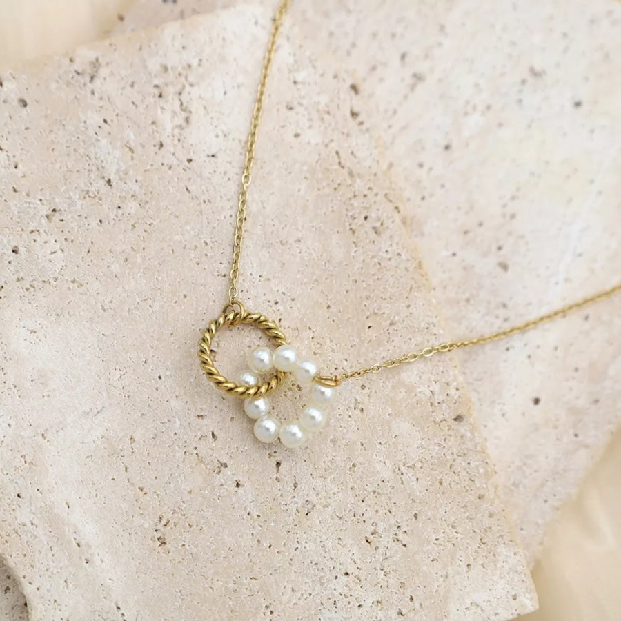 18K Gold-Plated Pearl Twisted Pendant Necklace Gold / onesize Apparel and Accessories