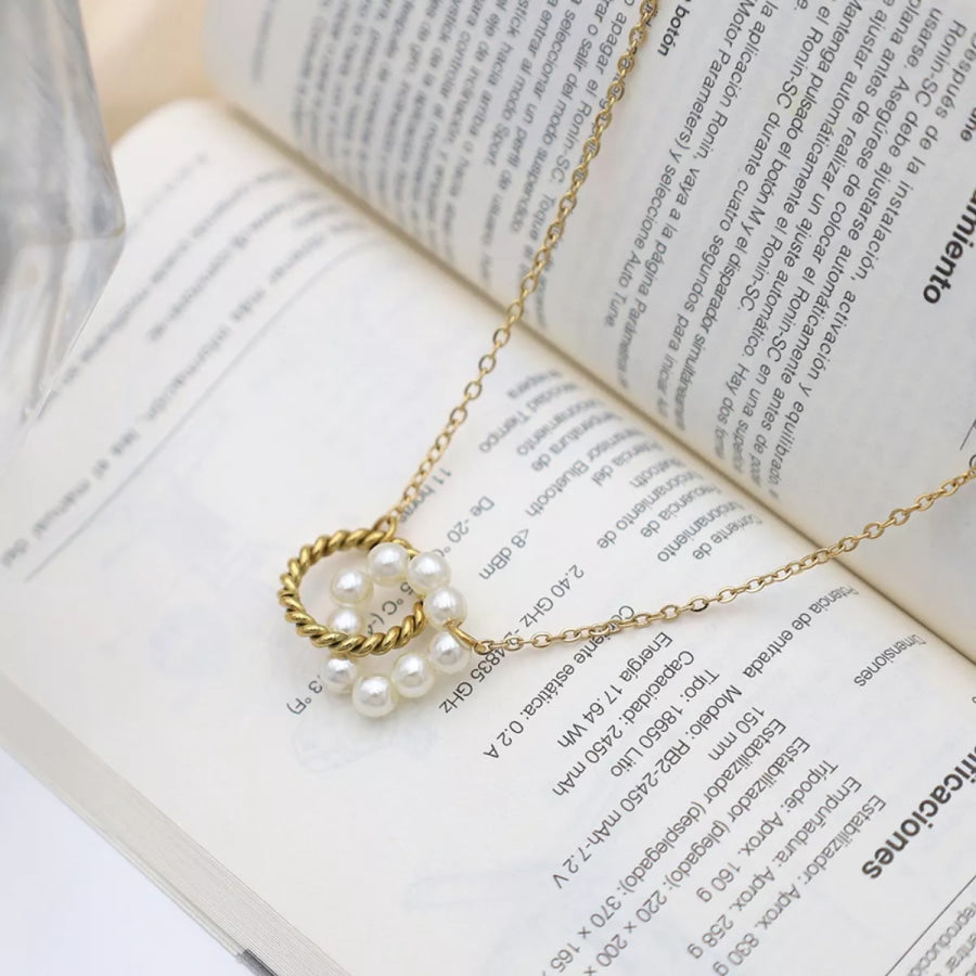 18K Gold-Plated Pearl Twisted Pendant Necklace Gold / onesize Apparel and Accessories