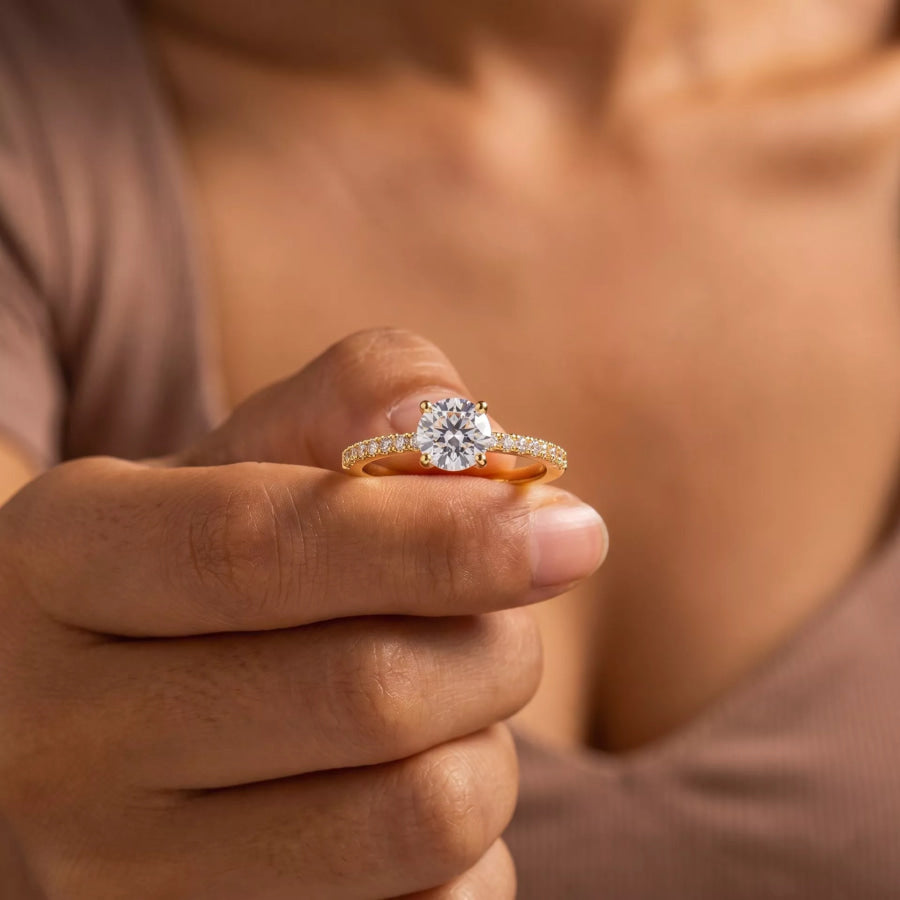 18K Gold-Plated Round Cut Zircon Ring Gold / onesize Apparel and Accessories
