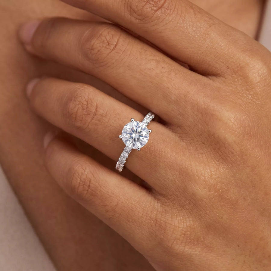 18K Gold-Plated Round Cut Zircon Ring Silver / onesize Apparel and Accessories