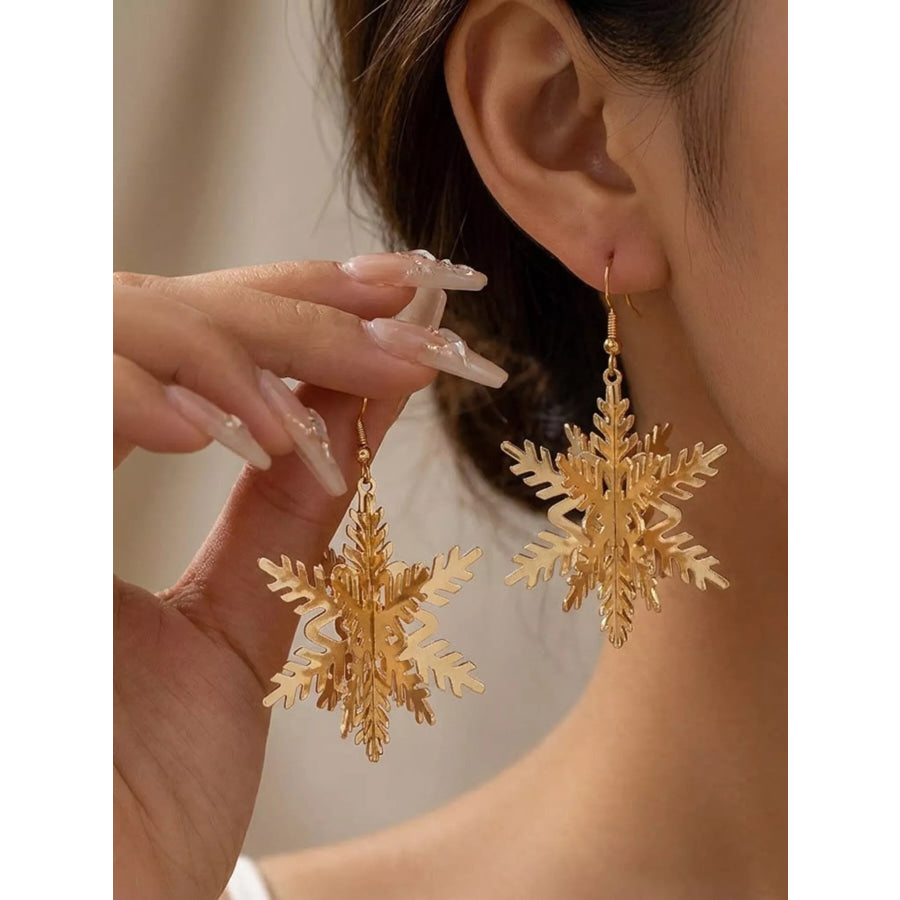 18K Gold-Plated Snowflake Dangle Earrings Style A / onesize Apparel and Accessories