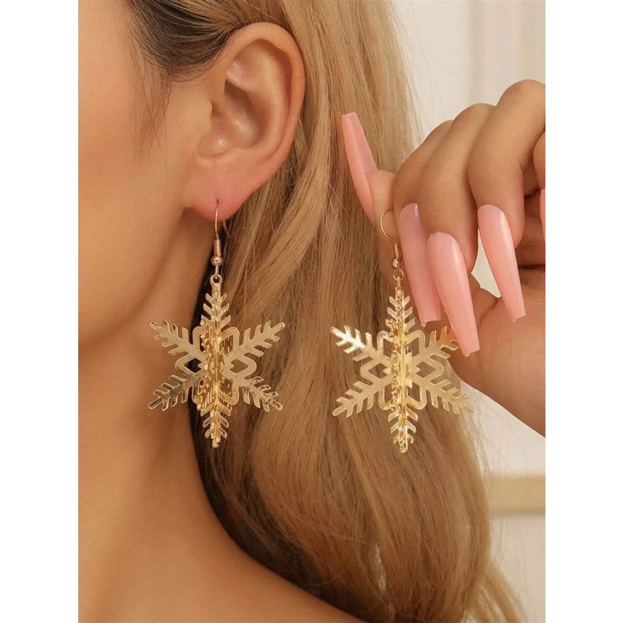 18K Gold-Plated Snowflake Dangle Earrings Style A / onesize Apparel and Accessories