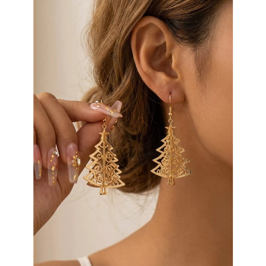 18K Gold-Plated Snowflake Dangle Earrings Style B / onesize Apparel and Accessories
