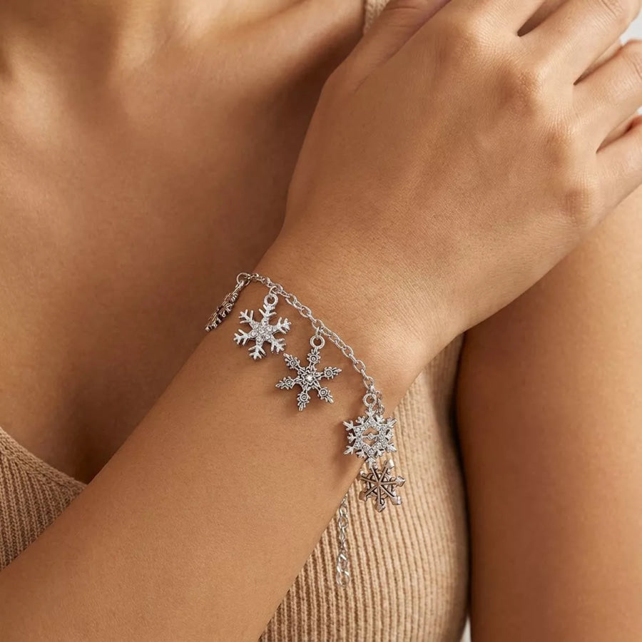 18K Gold-Plated Snowflake Necklace and Bracelet Jewelry Set Apparel Accessories