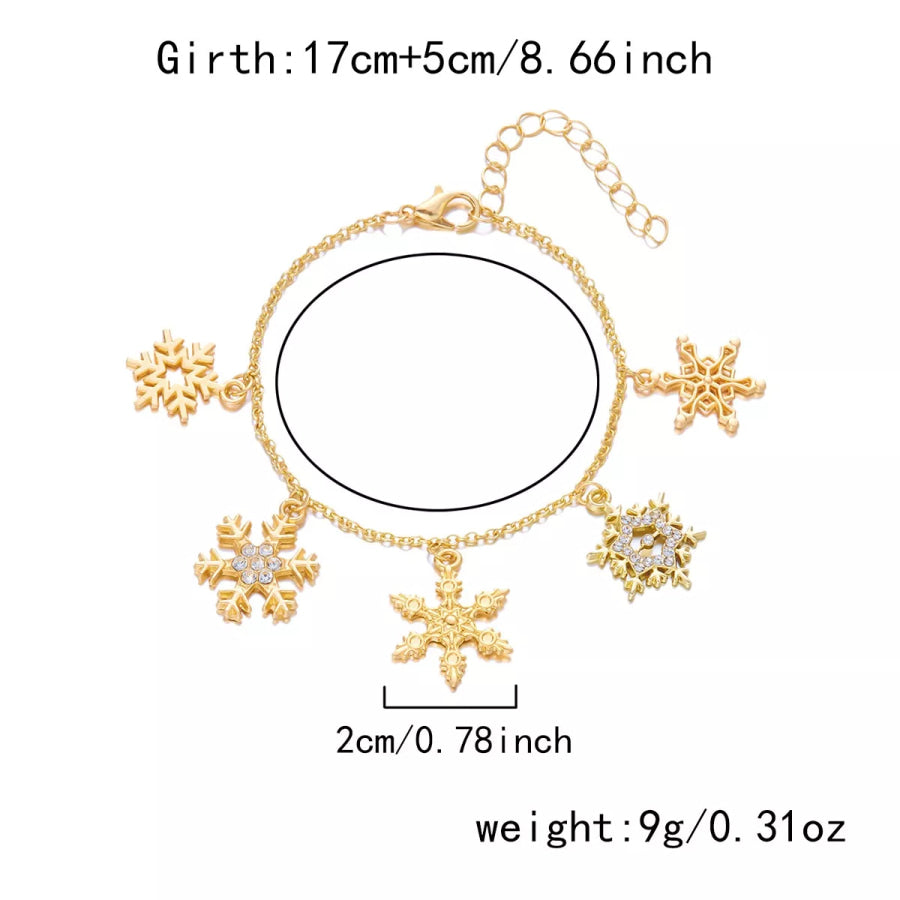 18K Gold-Plated Snowflake Necklace and Bracelet Jewelry Set Apparel Accessories