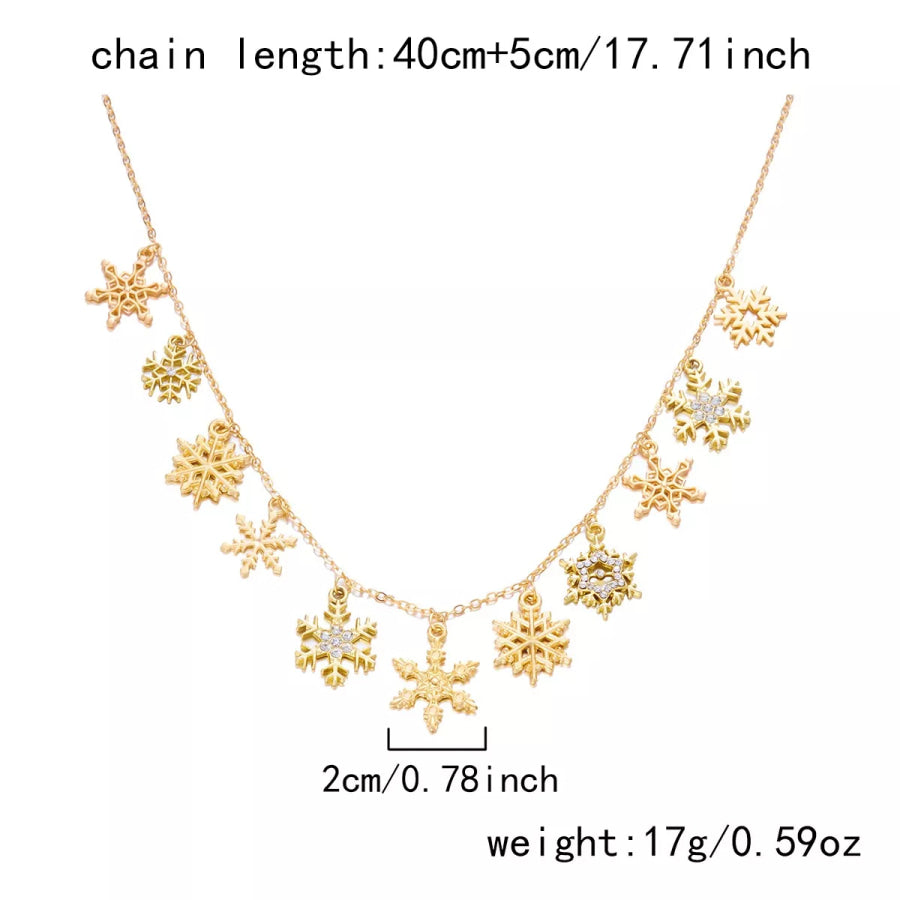 18K Gold-Plated Snowflake Necklace and Bracelet Jewelry Set Apparel Accessories